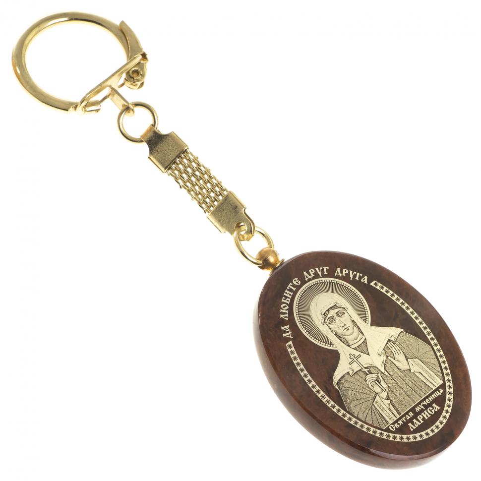 Брелок-оберег с молитвой "Св. мученица Лариса" камень обсидиан фото 1 — 