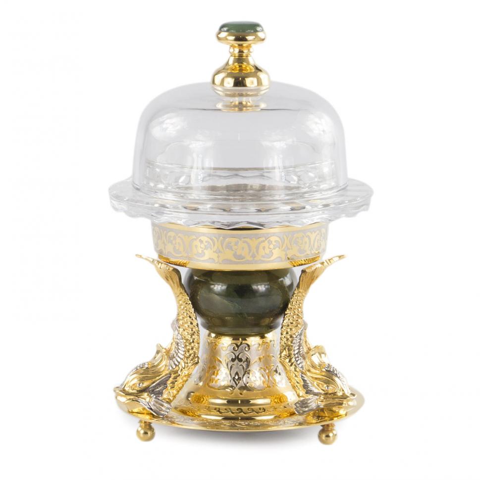 Икорница "Три рыбки" нефрит  Златоуст фото 1 — 