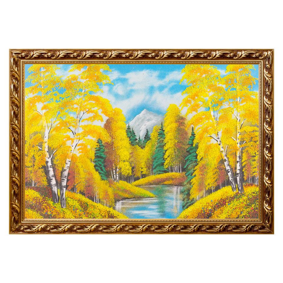 Картина "Осенний пейзаж" багет №8 50х80 см, каменная крошка фото 1 — 
