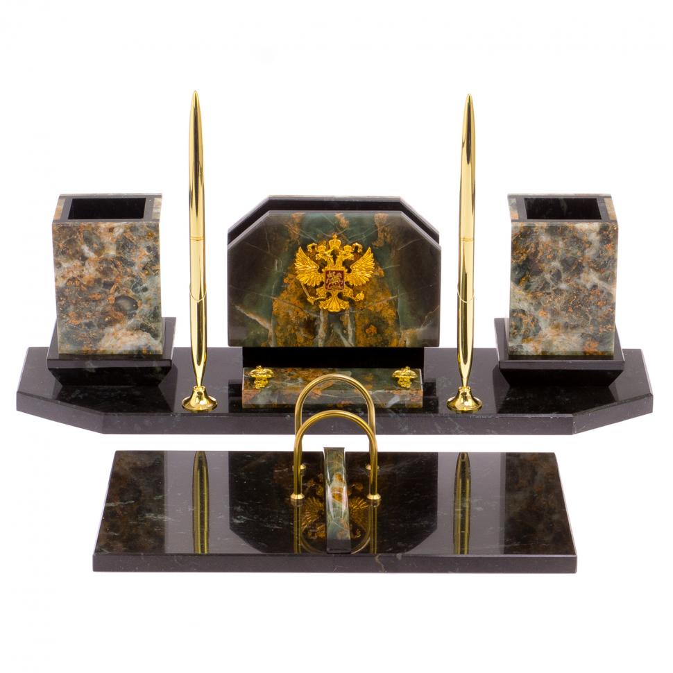 Настольный набор "Герб России" из офиокальцита фото 1 — 