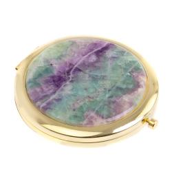 Зеркало круглое камень флюорит цвет золото — 