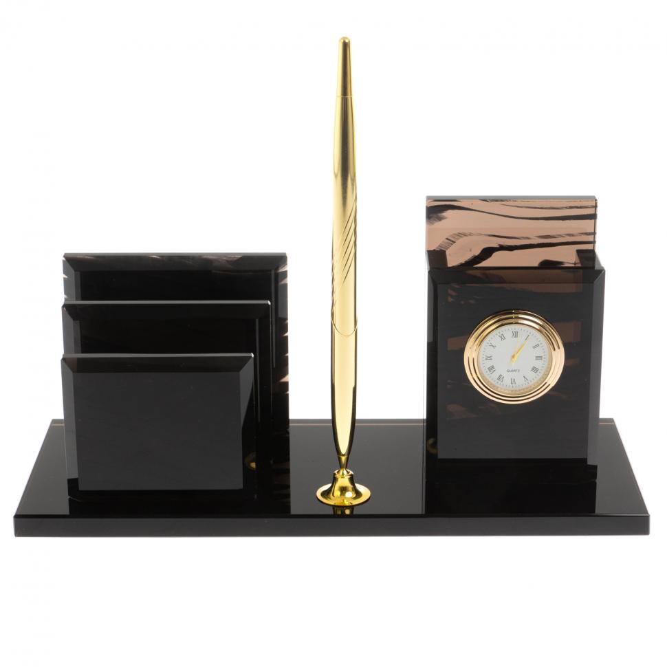 Настольный набор "Мэр" из черного обсидиана фото 1 — 