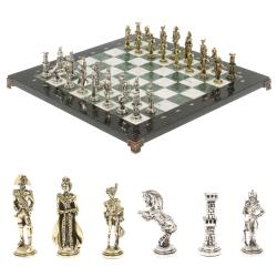 Шахматы &quot;Отечественная война 1812 г.&quot; доска 40х40 см мрамор шабровский змеевик — 