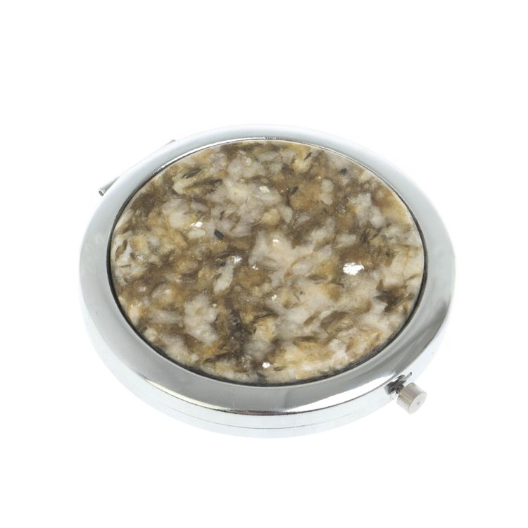 Зеркало карманное круглое из камня жельбертит цвет серебро фото 1 — 