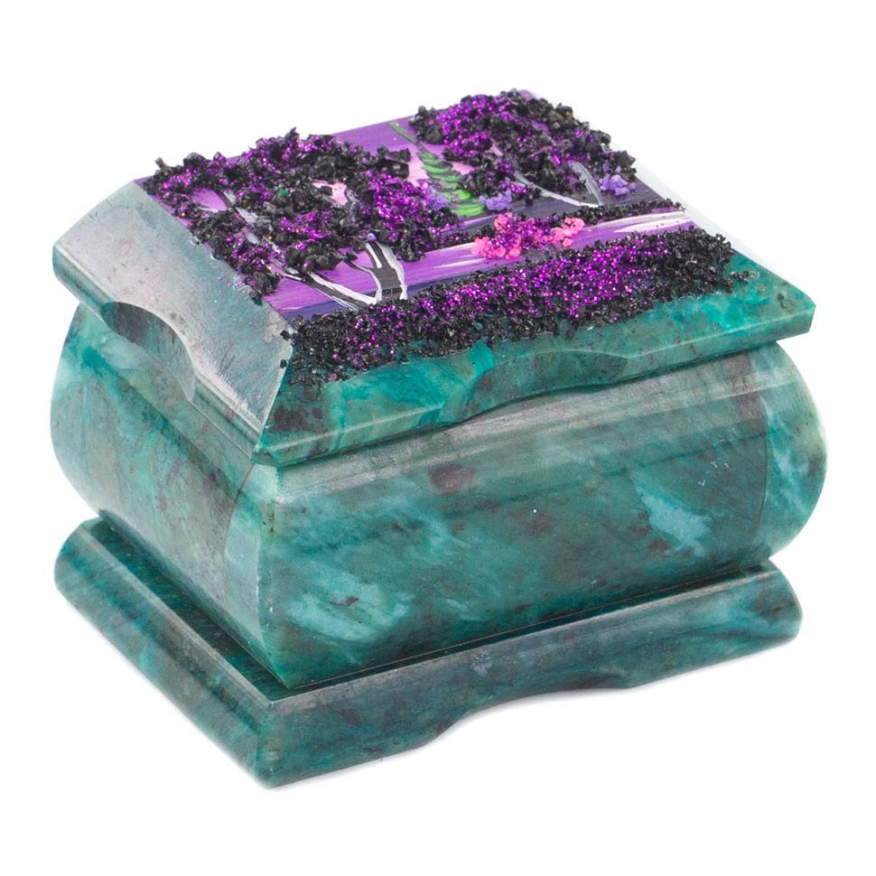 Шкатулка с росписью на крышке "Рассвет" 8х6х5,5 см фото 1 — 