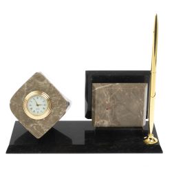 Мини набор Куб с визитницей из бежевого мрамора — 