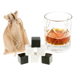 Камни для виски 6 кубиков микс черный змеевик, белый мрамор — 