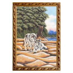 Картина &quot;Волки&quot; багет 46х66 см, каменная крошка — 