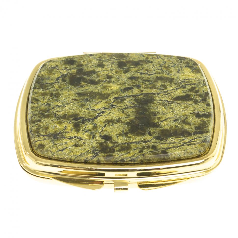 Зеркальце закругленное из змеевика цвет золото фото 1 — 