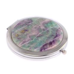 Зеркало круглое зеленый флюорит цвет серебро — 