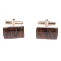 Запонки камень обсидиан прямоугольные — 