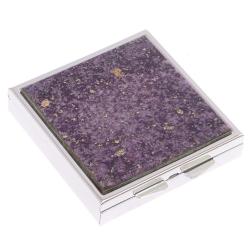 Таблетница на 4 отделения из фиолетового флюорита цвет серебро — 