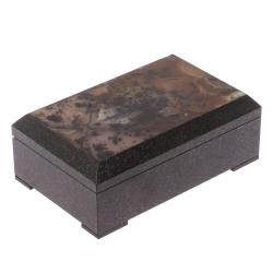 Шкатулка из долерита со вставкой из агата 11х7х4 см — 