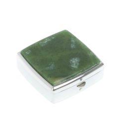 Таблетница на 2 отсека камень нефрит цвет серебро — 