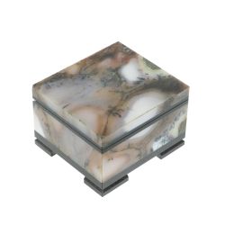 Каменная шкатулка из мохового агата 6,3х5,5х4 см — 