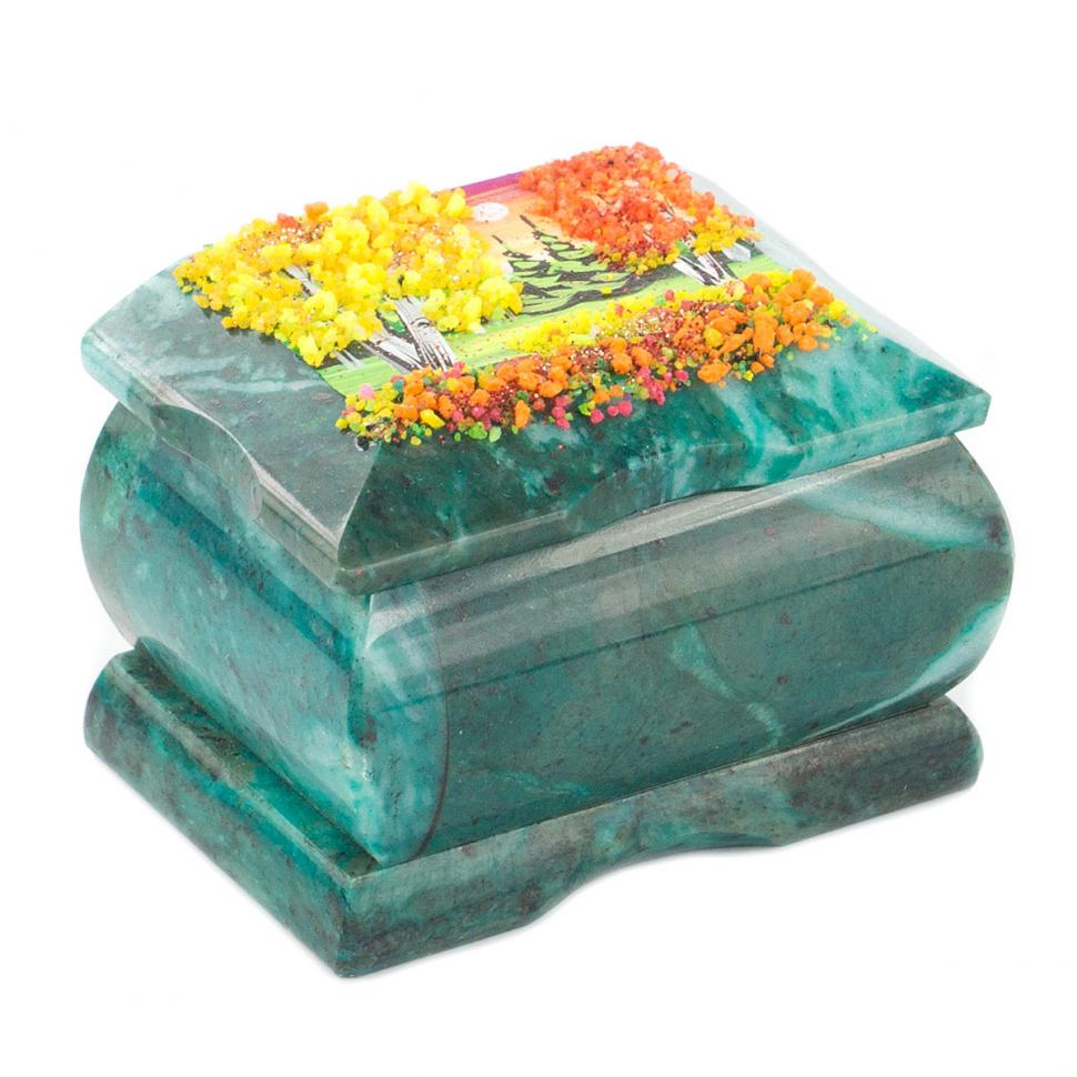 Шкатулка с расписной крышкой Осень 8х6х5,5 см фото 1 — 