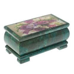 Шкатулка &quot;Букет роз&quot; из змеевика 16х8х7,5 см — 