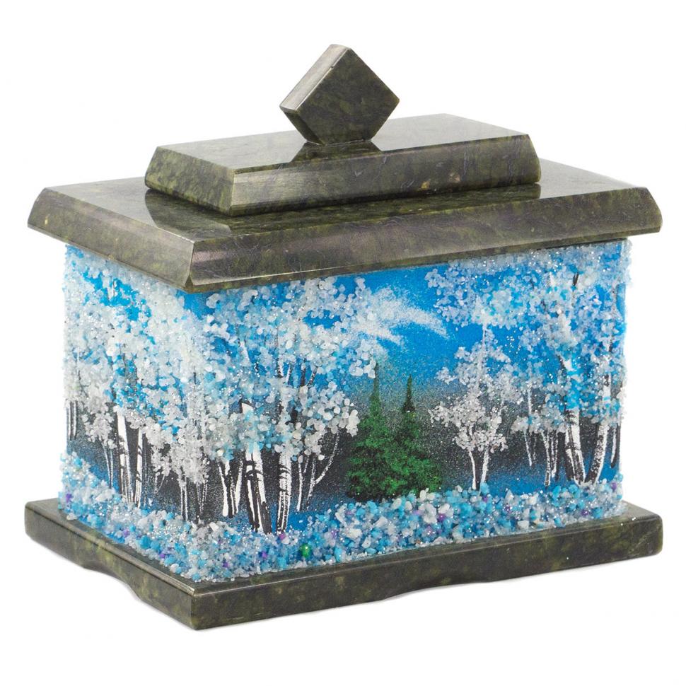 Шкатулка с рисунком из каменной крошки "Зима" 10,5х7х10 см фото 1 — 