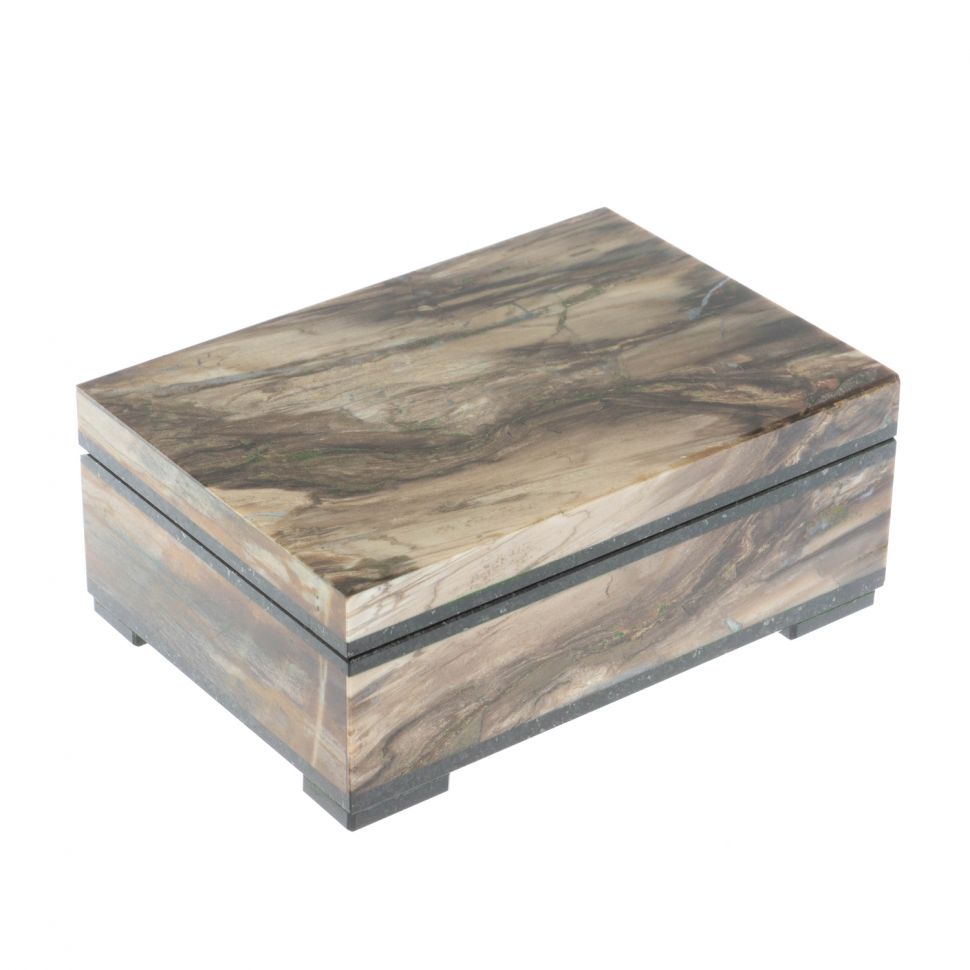 Шкатулка из камня окаменелое дерево 11х8х4,5 см фото 1 — 