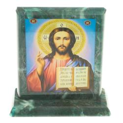 Икона настольная &quot;Спаситель&quot; камень змеевик 11,5х4,5х12 см — 