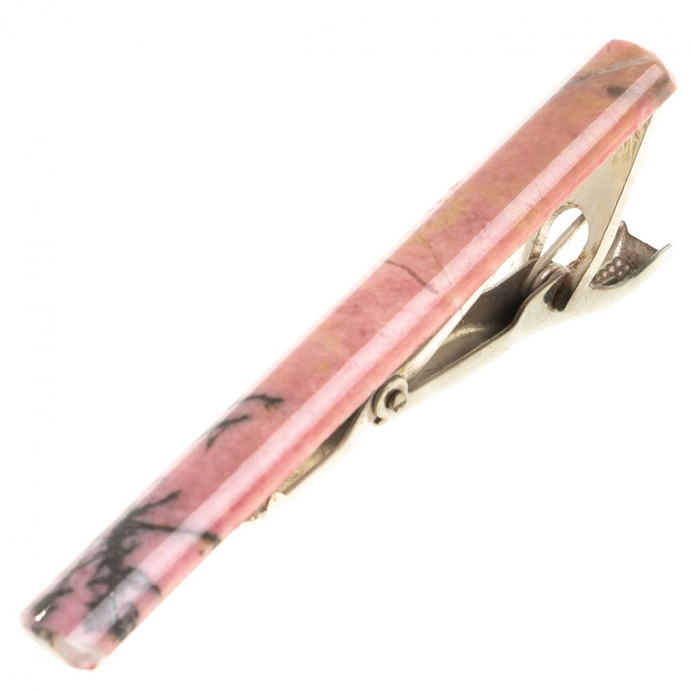 Зажим для галстука с камнем родонит фото 1 — 