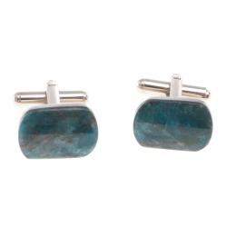 Запонки камень голубой апатит закругленные — 