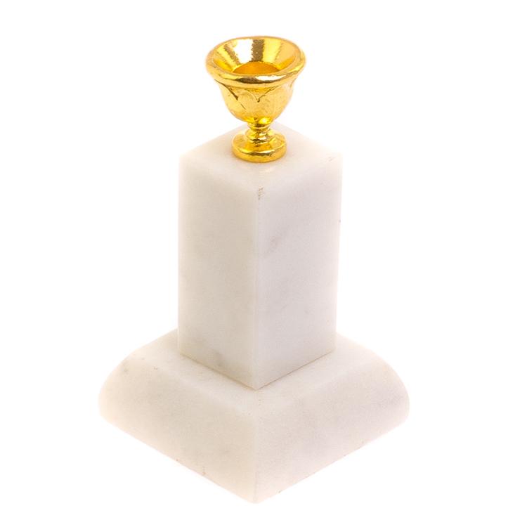 Подсвечник церковный "Столбик" из белого мрамора фото 1 — 