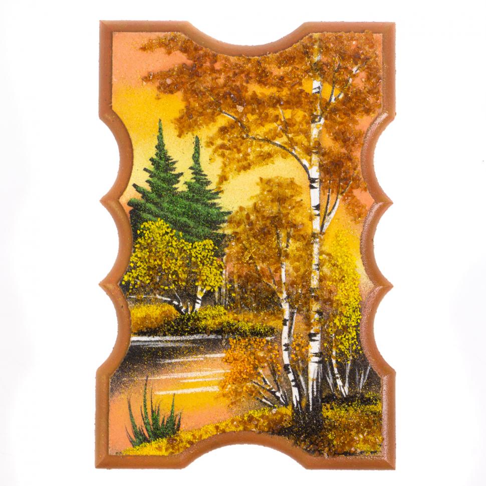 Панно прямоугольное "Осень янтарная" 27х18 см фото 1 — 