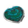 Зеркало карманное "Сердце" из малахита с хризоколлой цвет серебро фото 1 — 