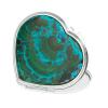 Зеркало карманное "Сердце" из малахита с хризоколлой цвет серебро фото 2 — 