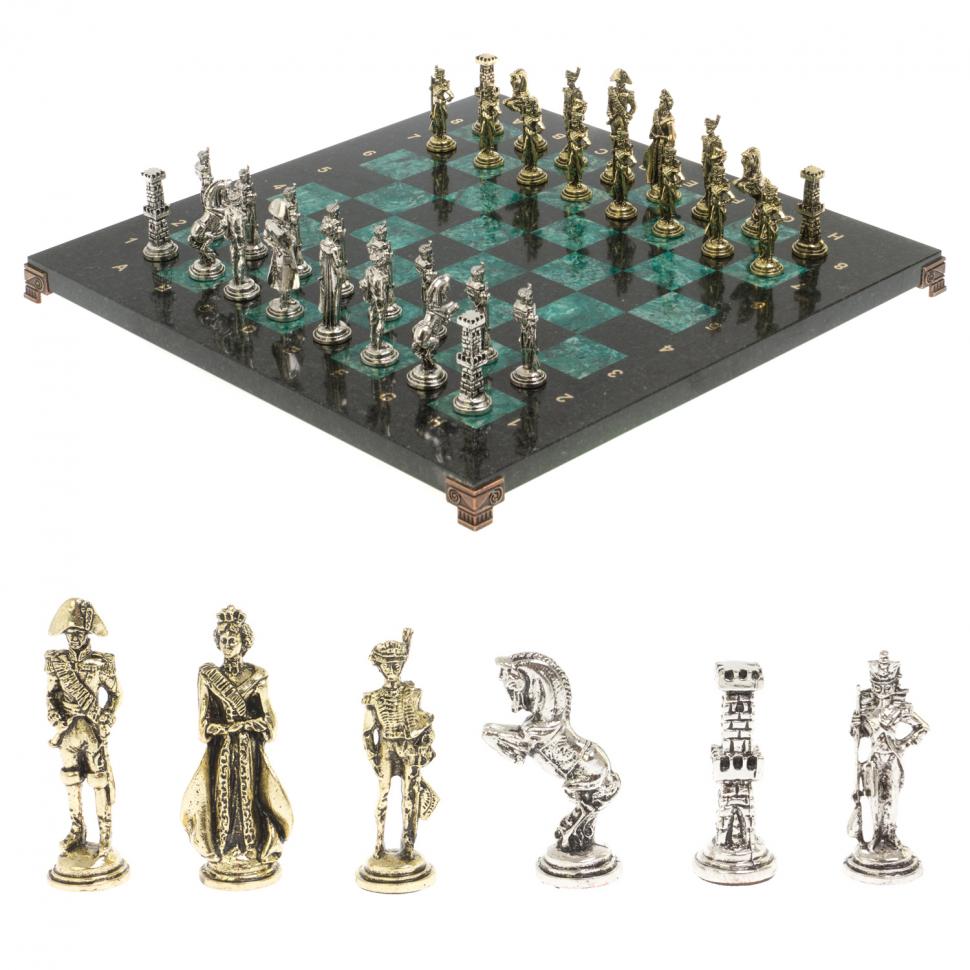 Шахматы "Отечественная война 1812 г." доска 40х40 см шабровский змеевик фото 1 — 