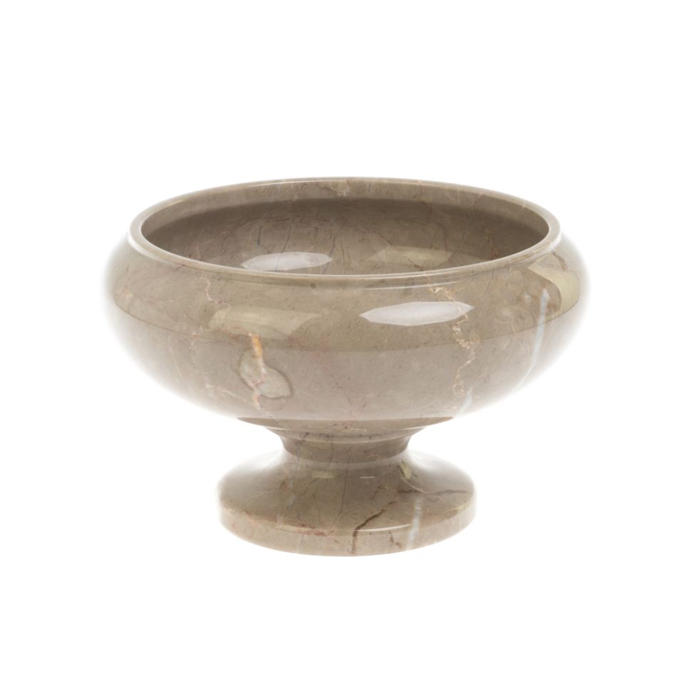 Ваза для фруктов из бежевого мрамора 17,5х17,5х11 см фото 1 — 