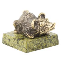 Статуэтка &quot;Крыса пучеглазая&quot; из бронзы и змеевика — 