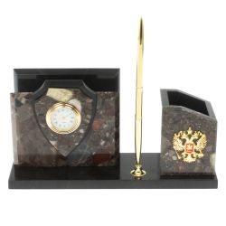 Настольная визитница &quot;Щит&quot; из конгломерата — 