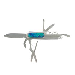 Нож мультитул складной 7 в 1 с камнем азурит — 