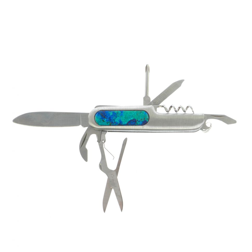 Нож мультитул складной 7 в 1 с камнем азурит фото 1 — 