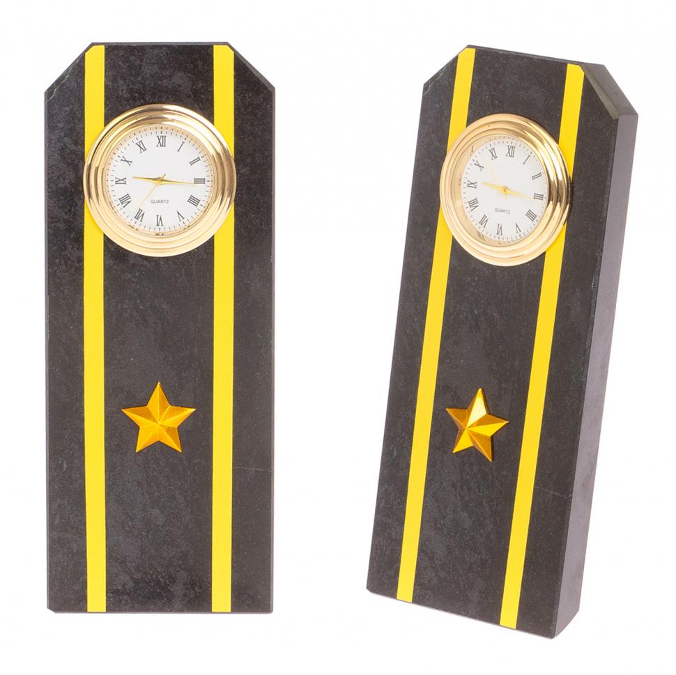 Часы "Погон майор ВМФ / Капитан 3-го ранга" камень змеевик фото 1 — 