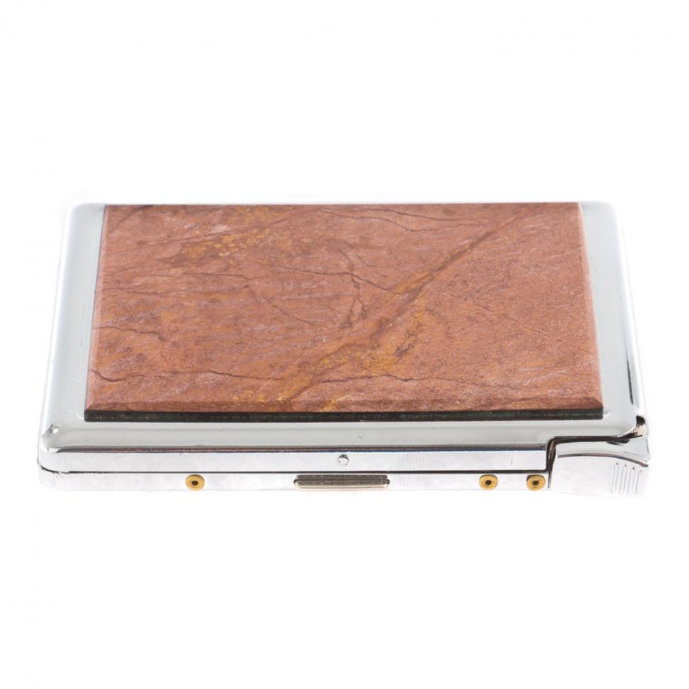 Портсигар на 10 сигарет с зажигалкой камень яшма фото 1 — 