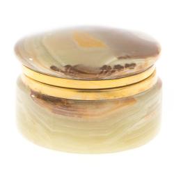 Шкатулка &quot;Круглая&quot; из оникса зелено-коричневая 7,6х5 см (3) — 