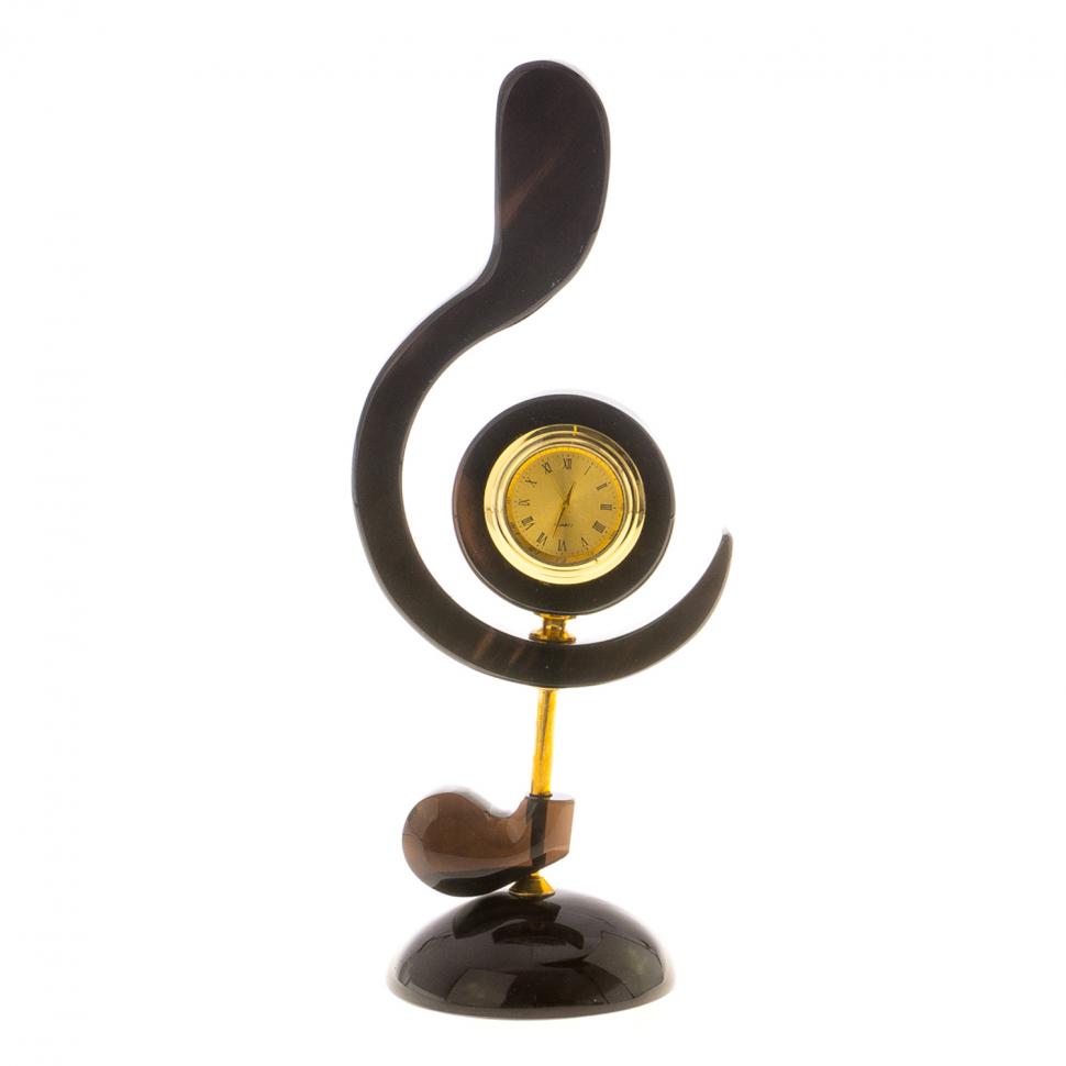 Часы из черного обсидиана "Скрипичный ключ" фото 1 — 