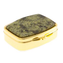Таблетница на 2 отделения камень змеевик цвет золото — 