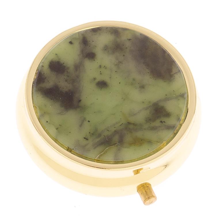 Таблетница на 3 отсека камень камень нефрит цвет золото фото 1 — 