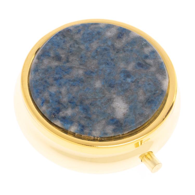 Таблетница на 3 отсека камень иркутский лазурит цвет золото фото 1 — 