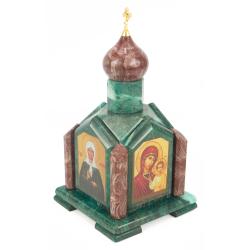 Шкатулка &quot;Часовня&quot; камень змеевик лемезит 14х14х25 см — 