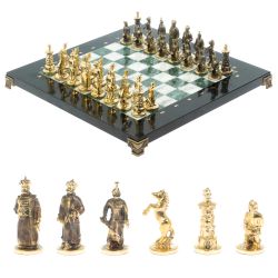 Шахматы &quot;Турецкие&quot; из бронзы змеевика и мрамора 32х32 см — 