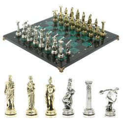 Шахматы &quot;Олимпийские игры&quot; доска 44х44 см из мрамора и змеевика — 