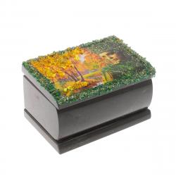 Шкатулка &quot;Хозяйка медной горы. Осень&quot; змеевик 10х6,5х6 см — 