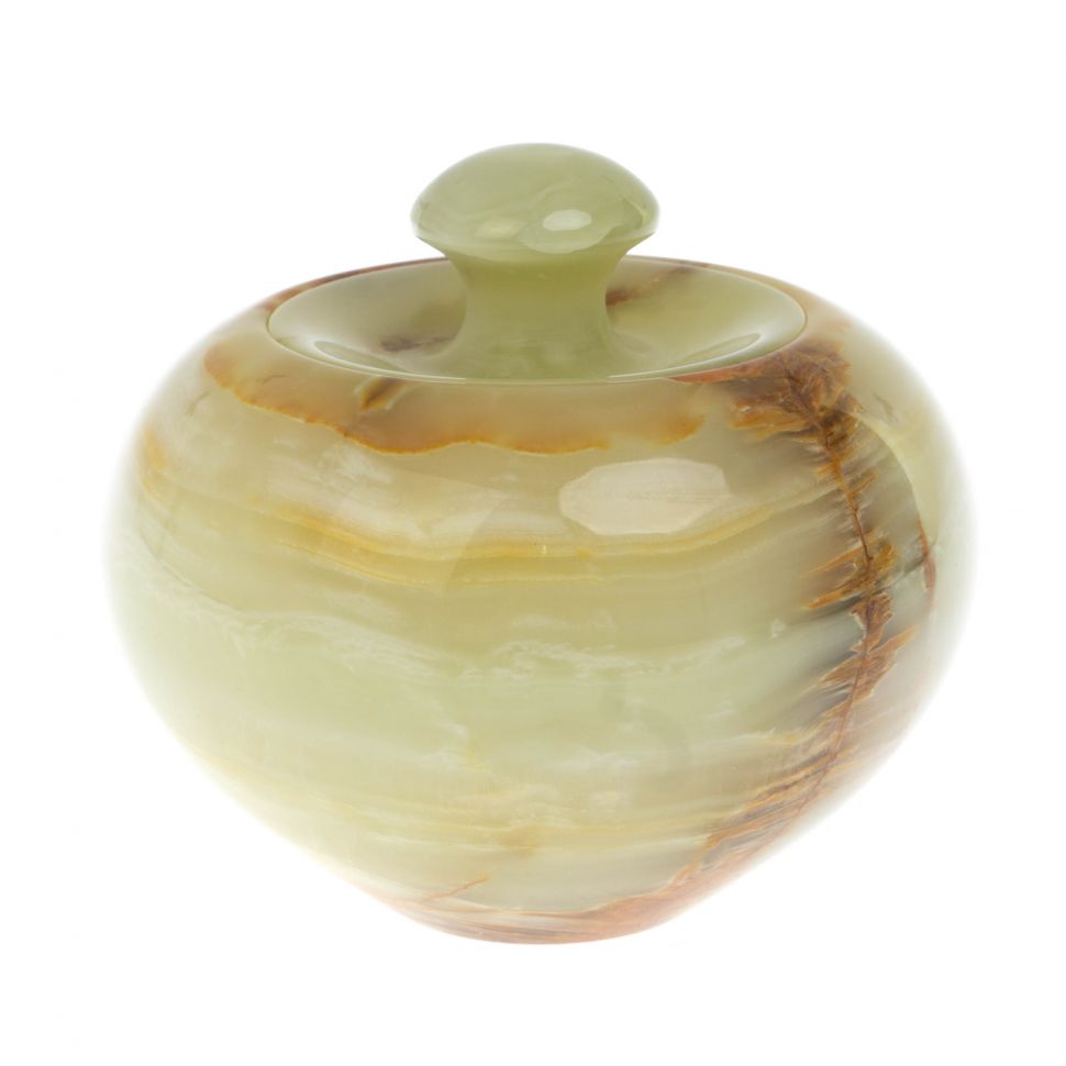 Шкатулка-яблоко из оникса 12х12х10,5 см (5) фото 1 — 