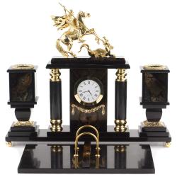 Письменный набор &quot;Георгий Победоносец&quot; камень офиокальцит — 