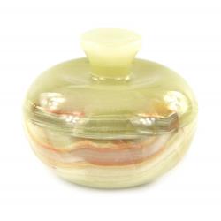 Шкатулка из натурального оникса &quot;Яблоко&quot; зелено-коричневая 7,7х7,7х6,2 см — 